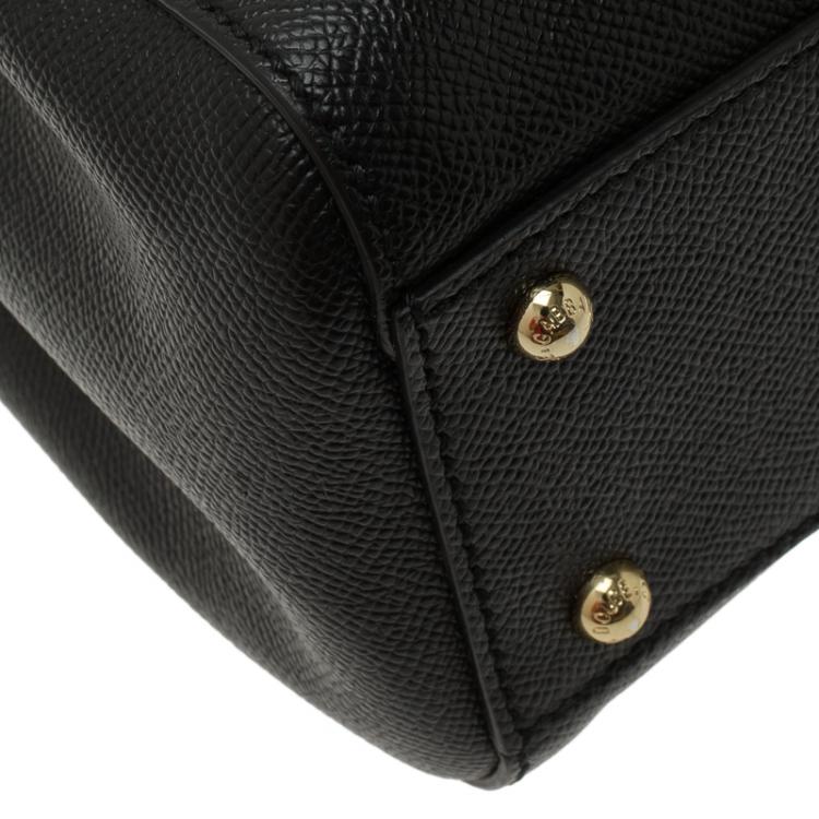 Pre Owned Dolce and Gabbana Black Leather Miss Sicily Tote