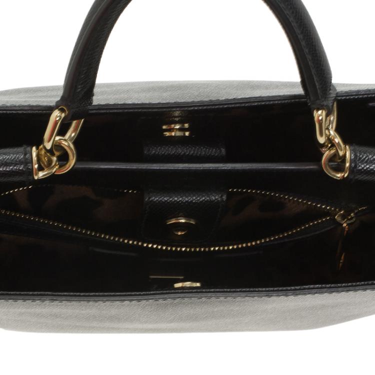 Pre Owned Dolce and Gabbana Black Leather Miss Sicily Tote