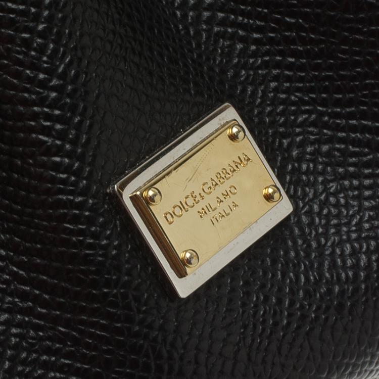 Pre Owned Dolce and Gabbana Black Leather Miss Sicily Tote