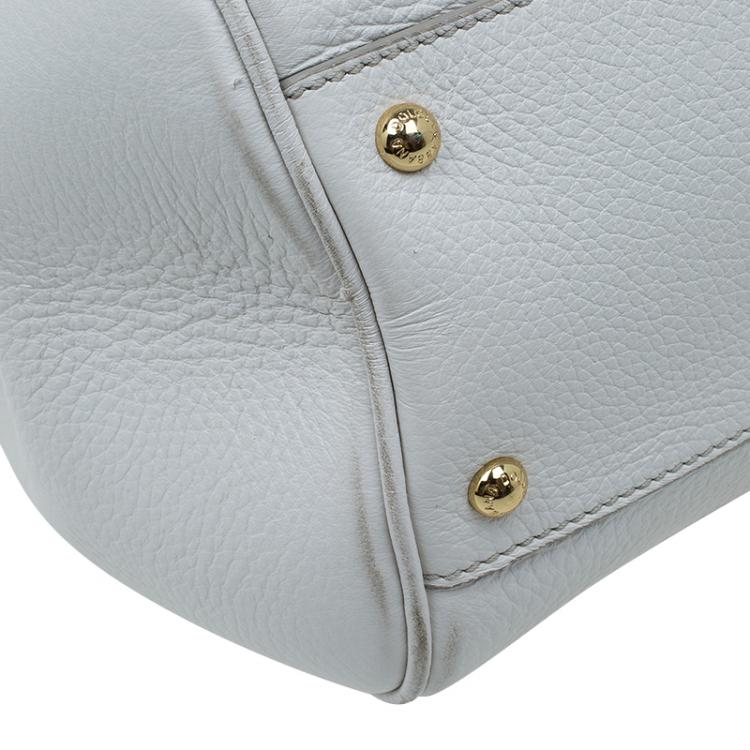 Pre Owned Dolce and Gabbana White Calfskin Leather Medium Miss Sicily Tote