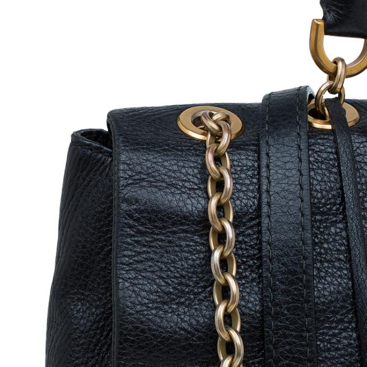Pre Owned Dolce and Gabbana Black Leather Miss Charlotte Top Handle Bag