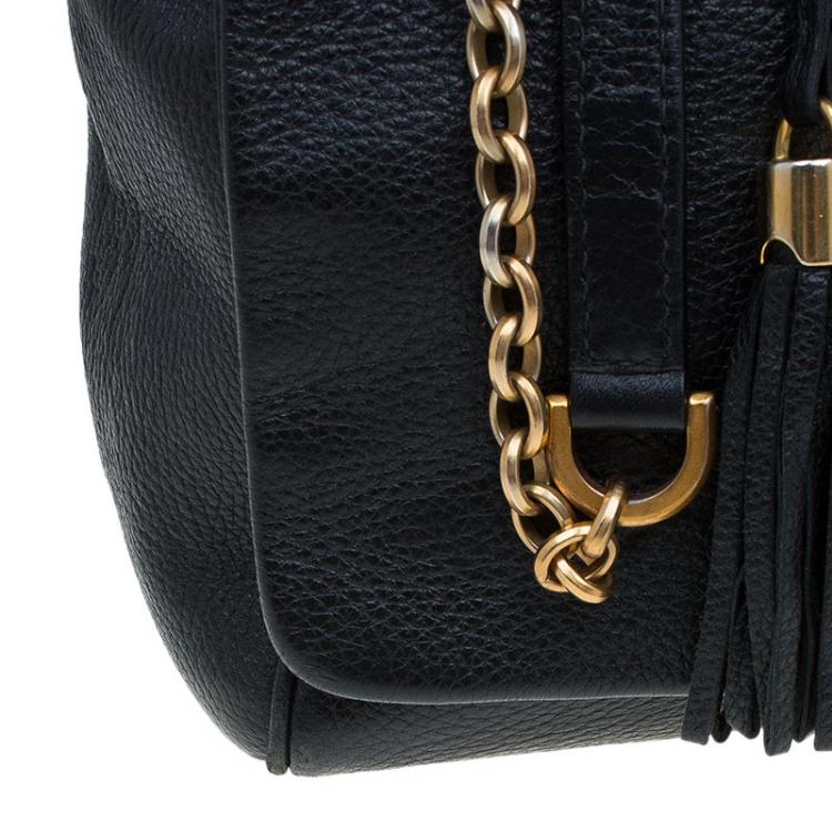 Pre Owned Dolce and Gabbana Black Leather Miss Charlotte Top Handle Bag