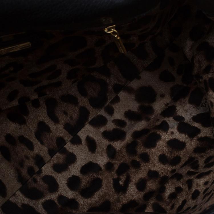Pre Owned Dolce and Gabbana Black Leather Miss Charlotte Top Handle Bag