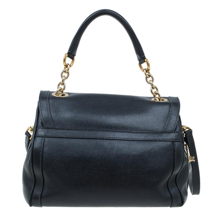 Pre Owned Dolce and Gabbana Black Leather Small Miss Dolce Top Handle Bag