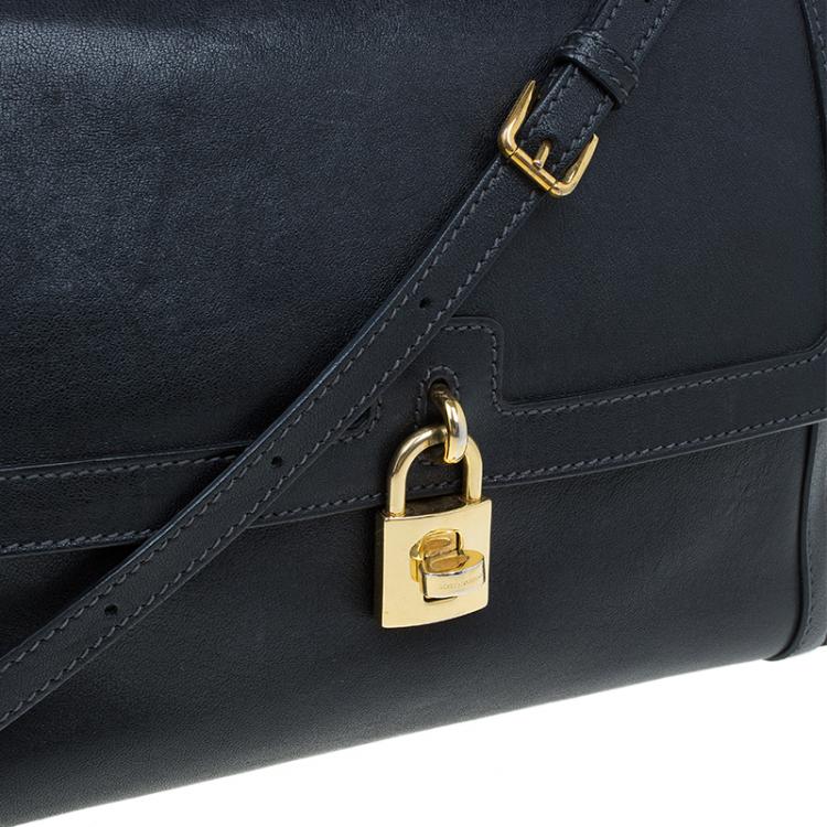 Pre Owned Dolce and Gabbana Black Leather Small Miss Dolce Top Handle Bag