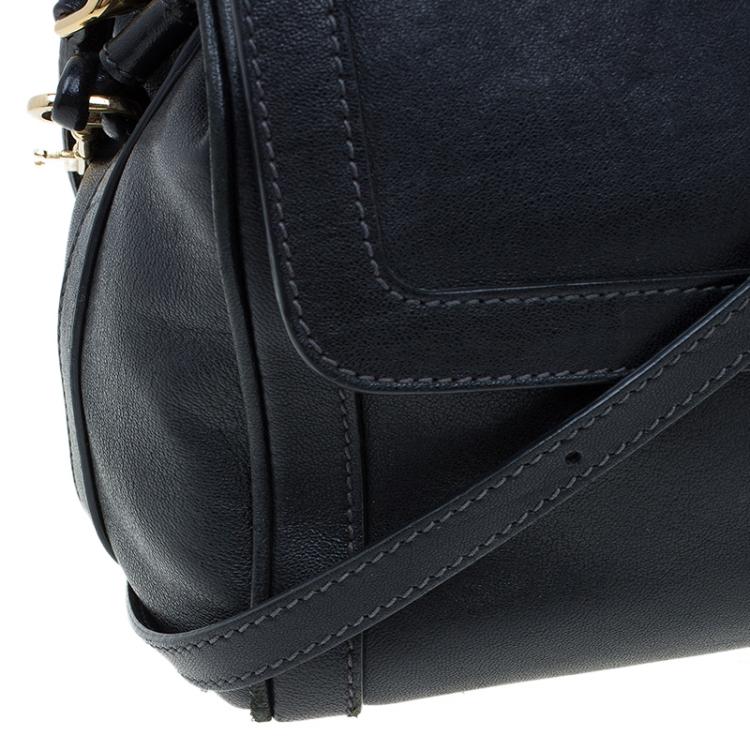Pre Owned Dolce and Gabbana Black Leather Small Miss Dolce Top Handle Bag