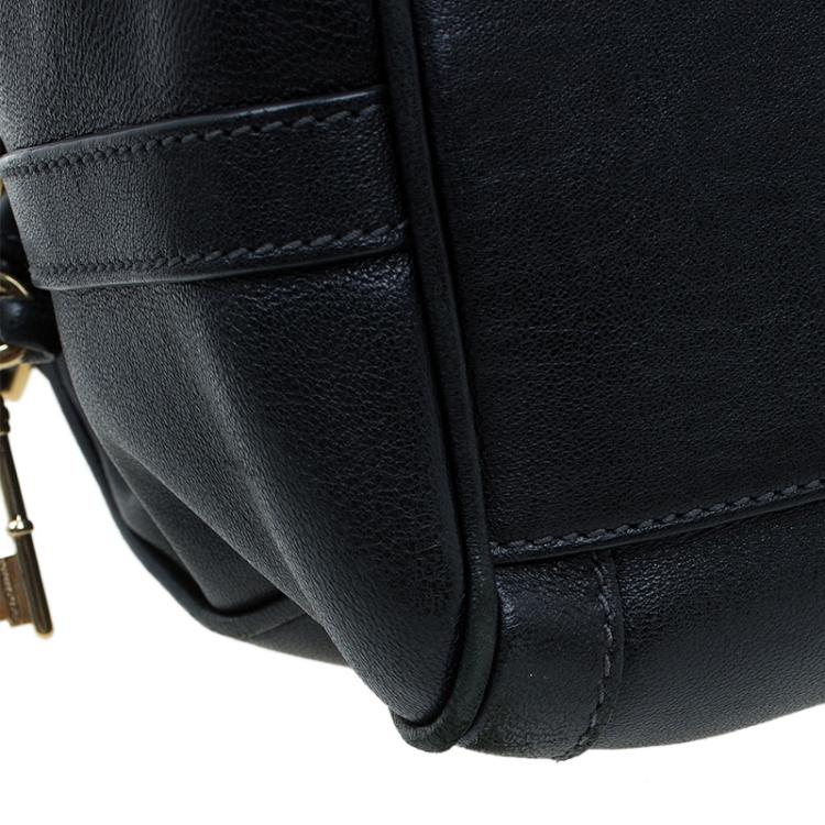 Pre Owned Dolce and Gabbana Black Leather Small Miss Dolce Top Handle Bag