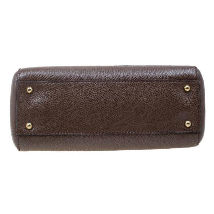 مملوكة مسبقًا Dolce and Gabbana Brown Leather Medium Miss Sicily Top Handle Bag
