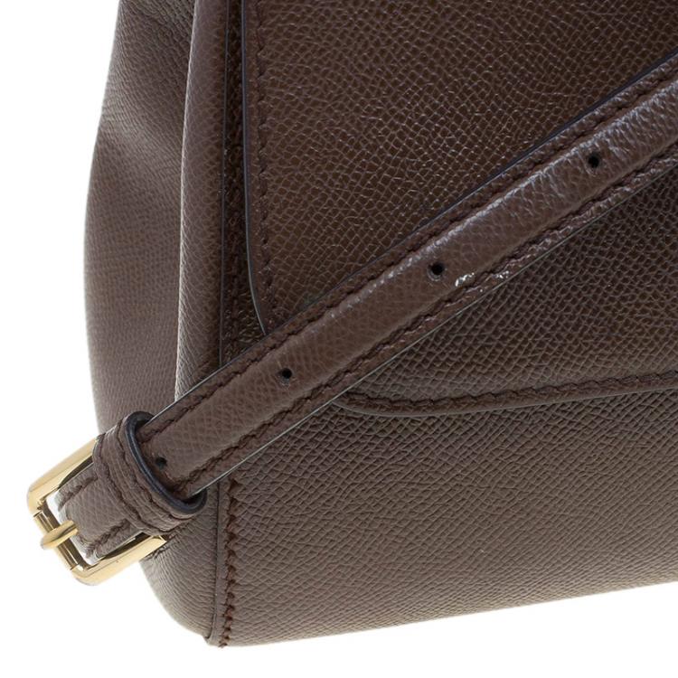 مملوكة مسبقًا Dolce and Gabbana Brown Leather Medium Miss Sicily Top Handle Bag