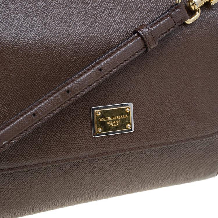 مملوكة مسبقًا Dolce and Gabbana Brown Leather Medium Miss Sicily Top Handle Bag