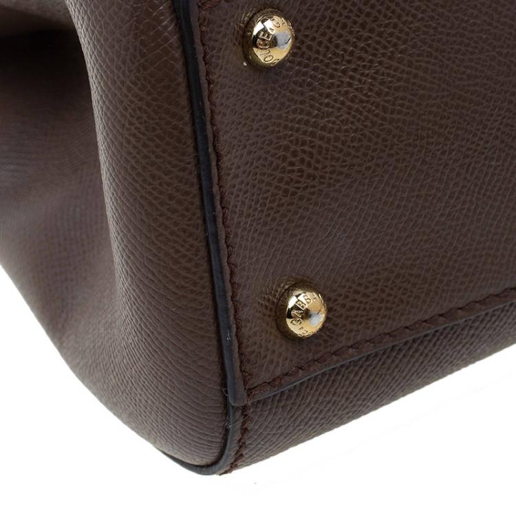 مملوكة مسبقًا Dolce and Gabbana Brown Leather Medium Miss Sicily Top Handle Bag