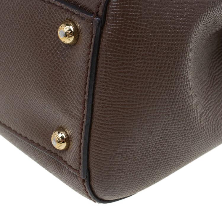 مملوكة مسبقًا Dolce and Gabbana Brown Leather Medium Miss Sicily Top Handle Bag