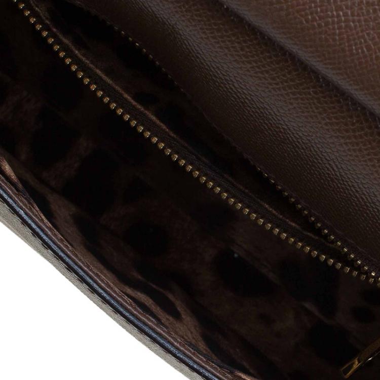 مملوكة مسبقًا Dolce and Gabbana Brown Leather Medium Miss Sicily Top Handle Bag