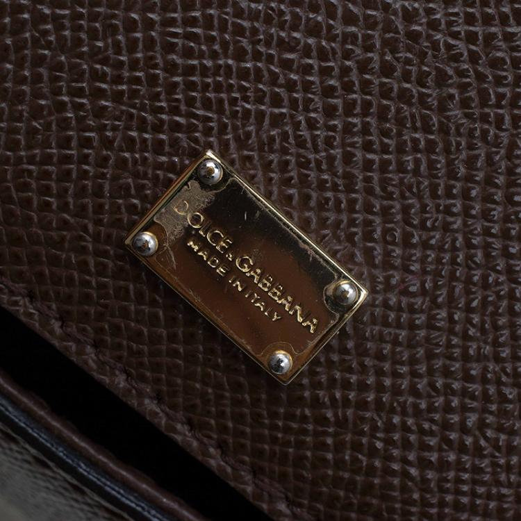 مملوكة مسبقًا Dolce and Gabbana Brown Leather Medium Miss Sicily Top Handle Bag