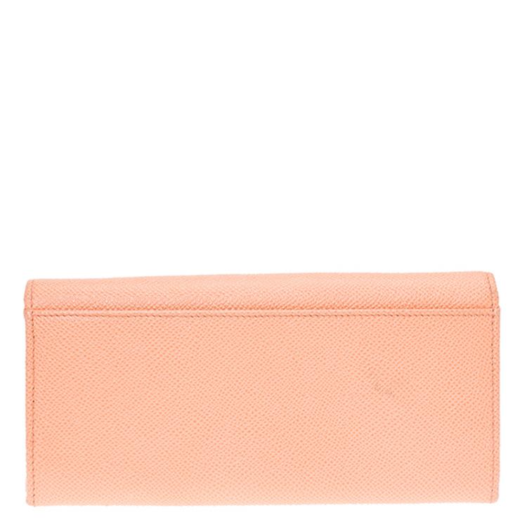 Pre Owned Dolce and Gabbana Blush Pink Leather Dauphine Continental Wallet