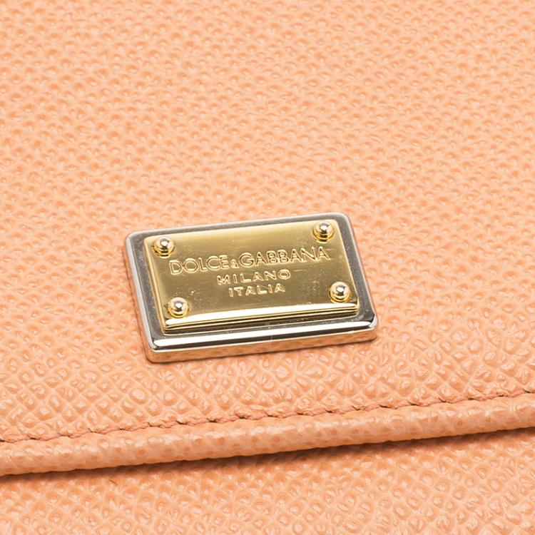 Pre Owned Dolce and Gabbana Blush Pink Leather Dauphine Continental Wallet