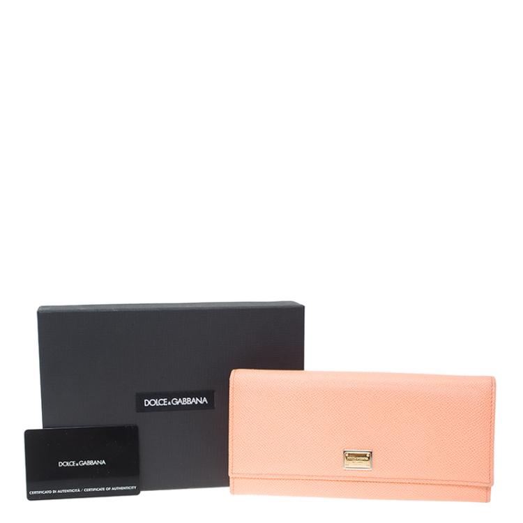 Pre Owned Dolce and Gabbana Blush Pink Leather Dauphine Continental Wallet