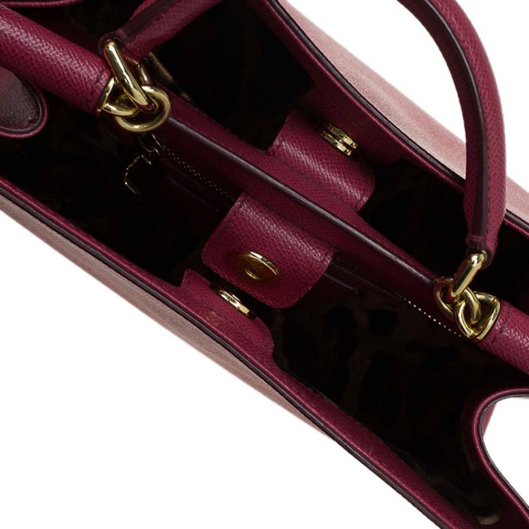 Pre Owned Dolce and Gabbana Red Leather Miss Sicily Shopper Tote