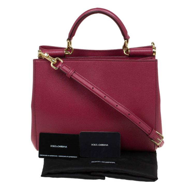 Pre Owned Dolce and Gabbana Red Leather Miss Sicily Shopper Tote