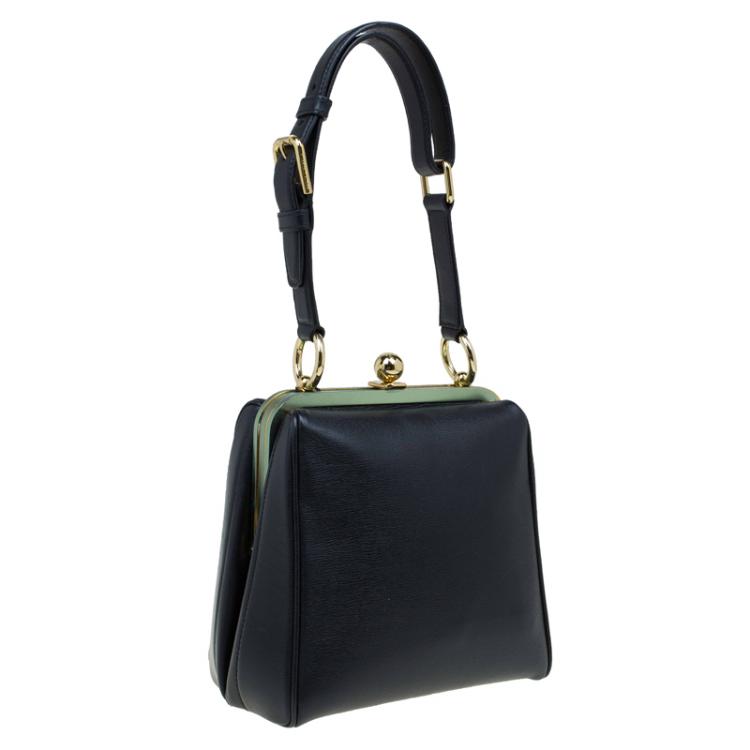 Pre Owned Dolce and Gabbana Black Leather Agata Shoulder Bag