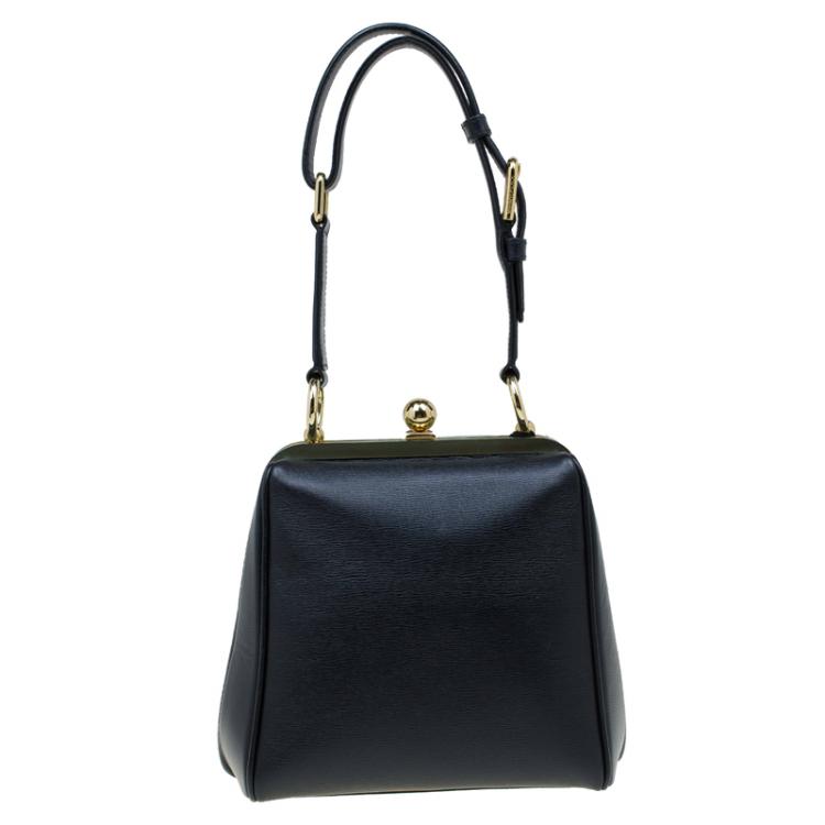 Pre Owned Dolce and Gabbana Black Leather Agata Shoulder Bag