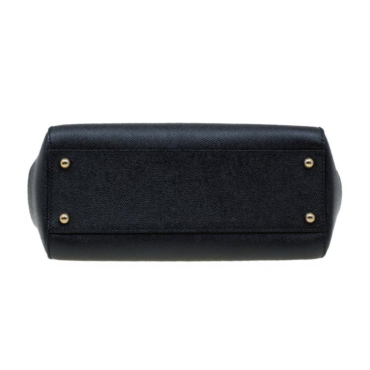 Pre Owned Dolce and Gabbana Black Leather Medium Miss Sicily Top Handle Bag