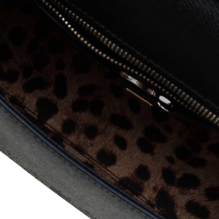 Pre Owned Dolce and Gabbana Black Leather Medium Miss Sicily Top Handle Bag