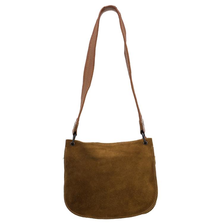 Pre Owned Dolce and Gabbana Brown Suede Butterfly Shoulder Bag