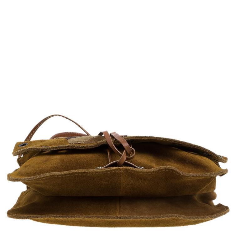 Pre Owned Dolce and Gabbana Brown Suede Butterfly Shoulder Bag
