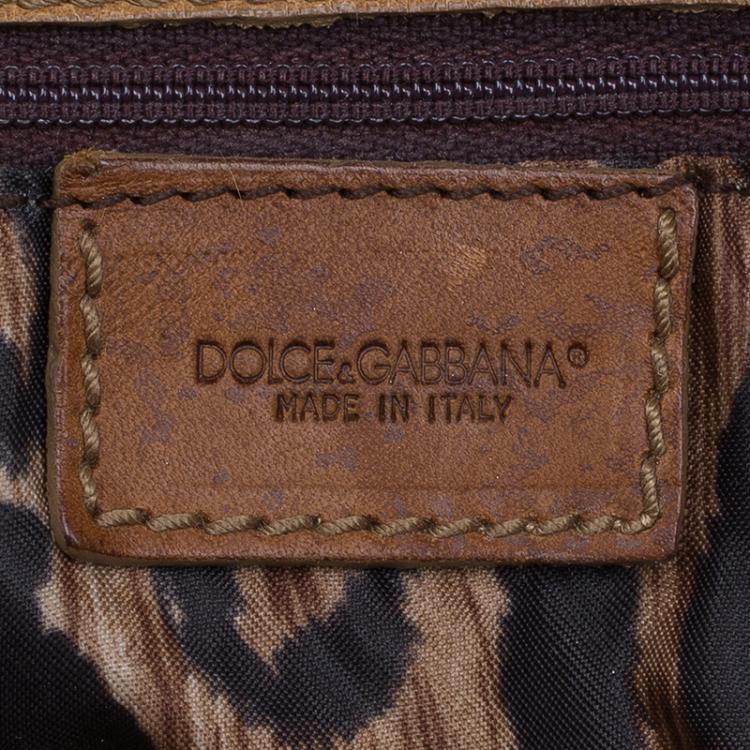 مملوكة مسبقًا Dolce and Gabbana Brown Leather Fringe Charm Bucket Hobo
