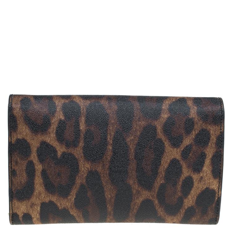 مملوكة مسبقًا Dolce and Gabbana Leopard Print Leather Nina Clutch Bag