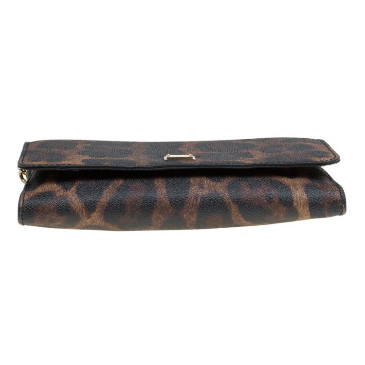 مملوكة مسبقًا Dolce and Gabbana Leopard Print Leather Nina Clutch Bag