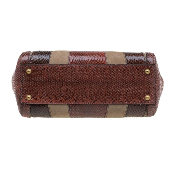 Pre Owned Dolce and Gabbana Multicolor Python and Suede Medium Miss Sicily Top Handle Bag
