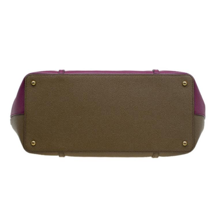 Pre Owned Dolce and Gabbana Purple/Brown Leather Miss Escape Tote