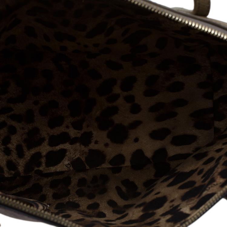 Pre Owned Dolce and Gabbana Purple/Brown Leather Miss Escape Tote