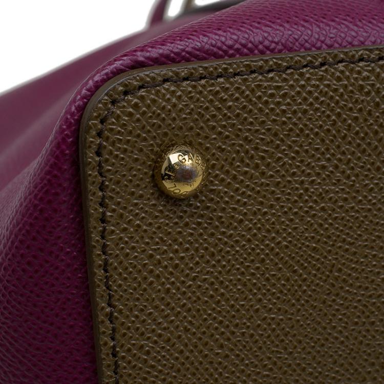 Pre Owned Dolce and Gabbana Purple/Brown Leather Miss Escape Tote