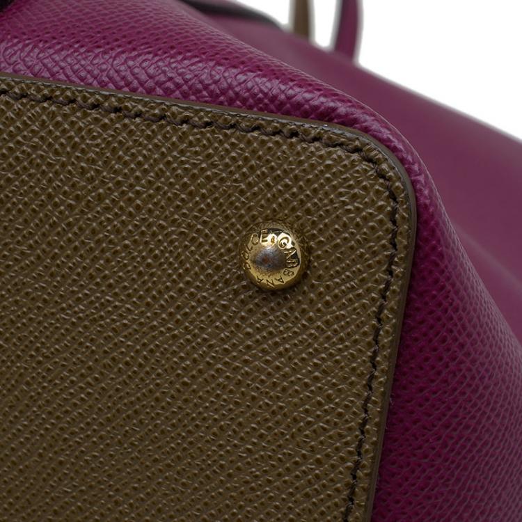 Pre Owned Dolce and Gabbana Purple/Brown Leather Miss Escape Tote