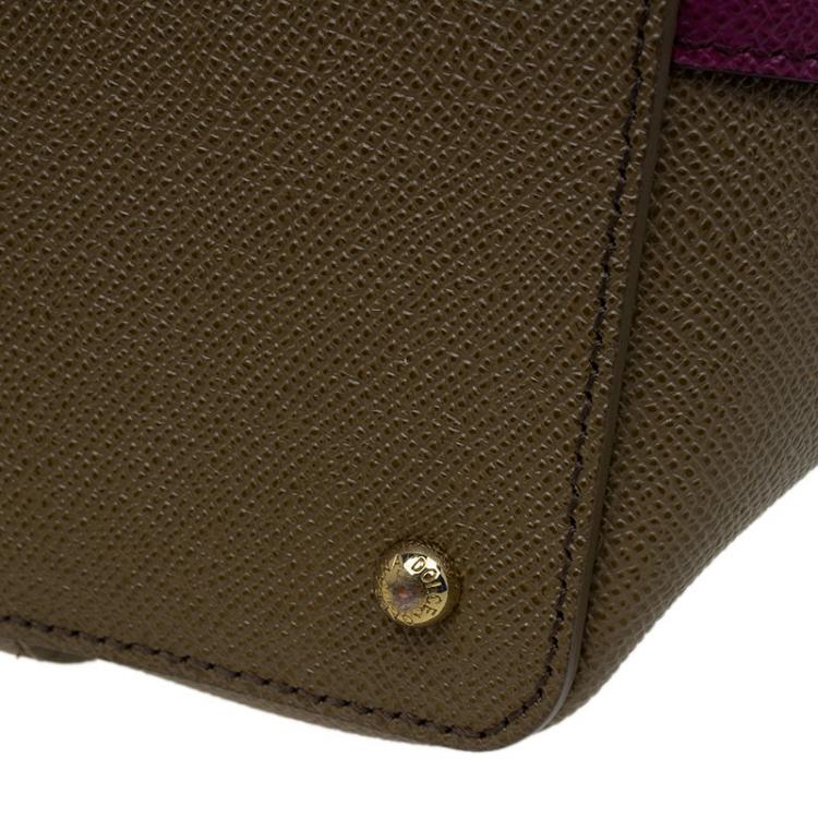 Pre Owned Dolce and Gabbana Purple/Brown Leather Miss Escape Tote