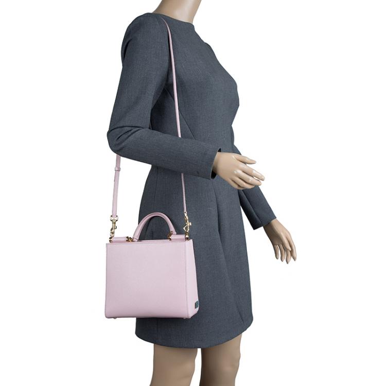 Pre Owned Dolce and Gabbana Pink Leather Medium Miss Sicily Shopper Bag