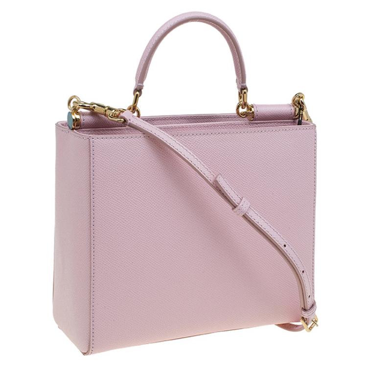 Pre Owned Dolce and Gabbana Pink Leather Medium Miss Sicily Shopper Bag