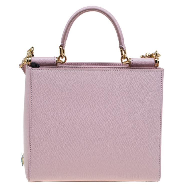Pre Owned Dolce and Gabbana Pink Leather Medium Miss Sicily Shopper Bag
