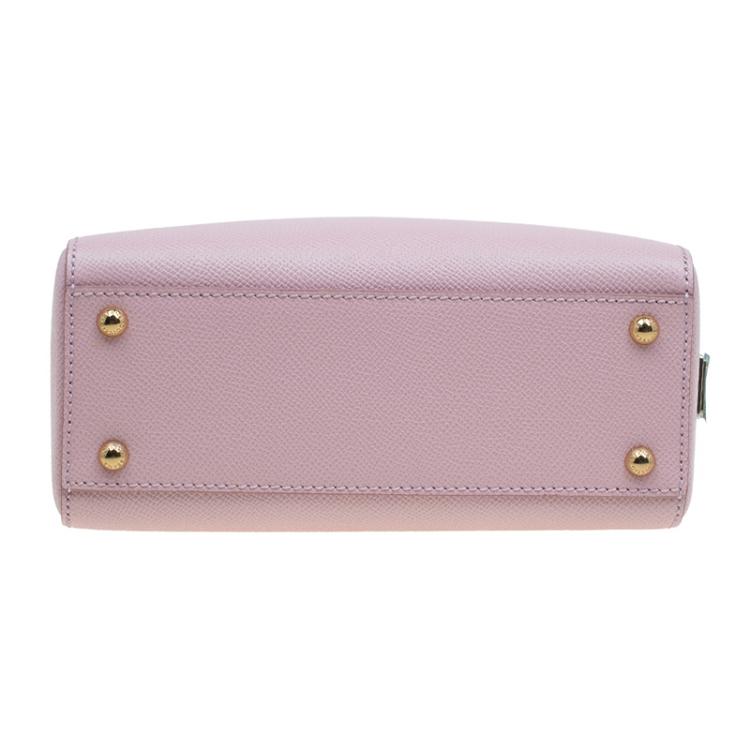 Pre Owned Dolce and Gabbana Pink Leather Medium Miss Sicily Shopper Bag