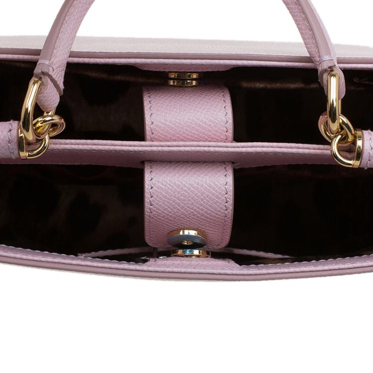 Pre Owned Dolce and Gabbana Pink Leather Medium Miss Sicily Shopper Bag
