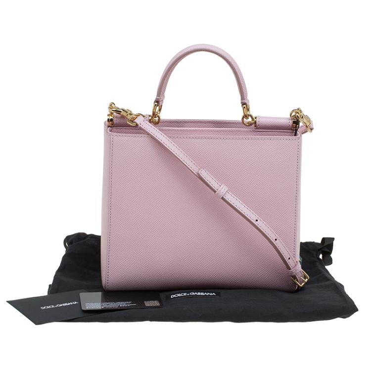 Pre Owned Dolce and Gabbana Pink Leather Medium Miss Sicily Shopper Bag