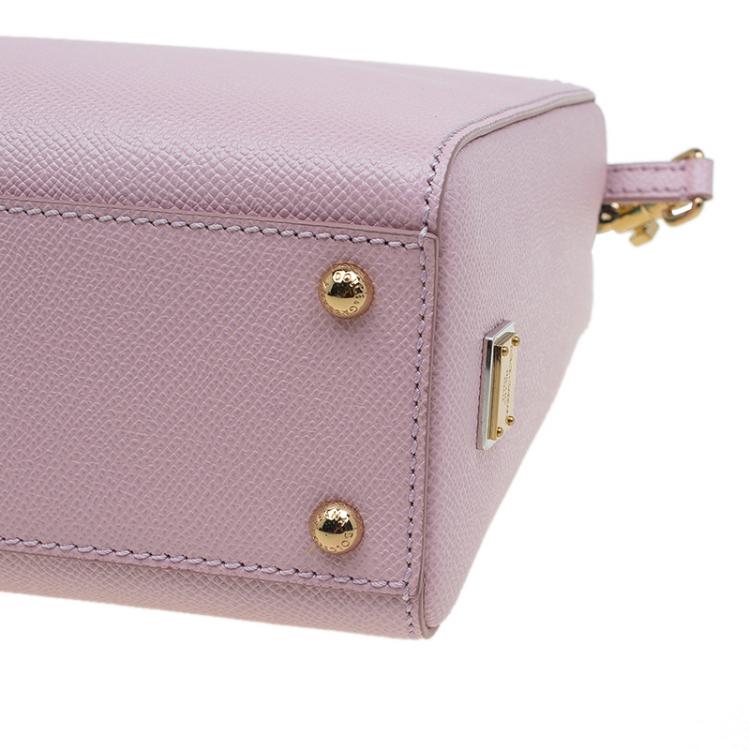 Pre Owned Dolce and Gabbana Pink Leather Medium Miss Sicily Shopper Bag
