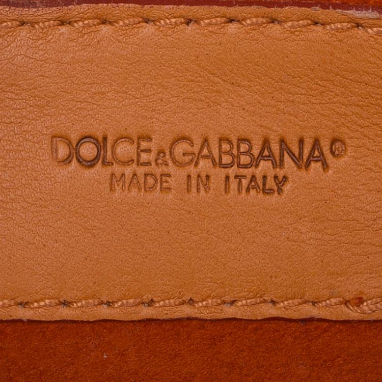 Pre Owned Dolce and Gabbana Orange Python Crystal Logo Chain Clutch