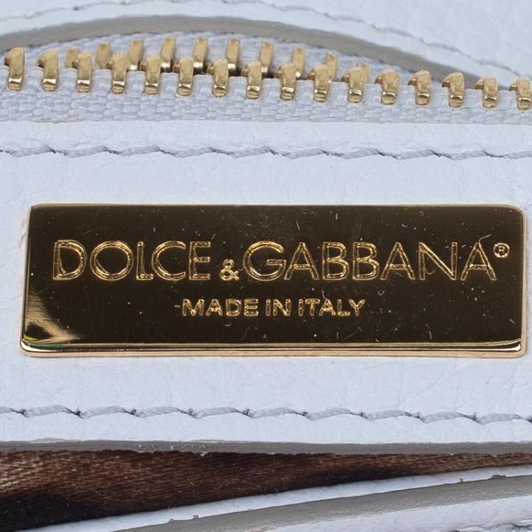 Pre Owned Dolce and Gabbana White Leather Medium Miss Sicily Top Handle Bag