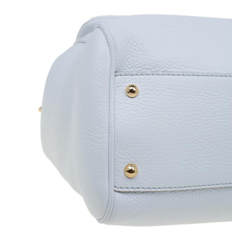 Pre Owned Dolce and Gabbana White Leather Medium Miss Sicily Top Handle Bag