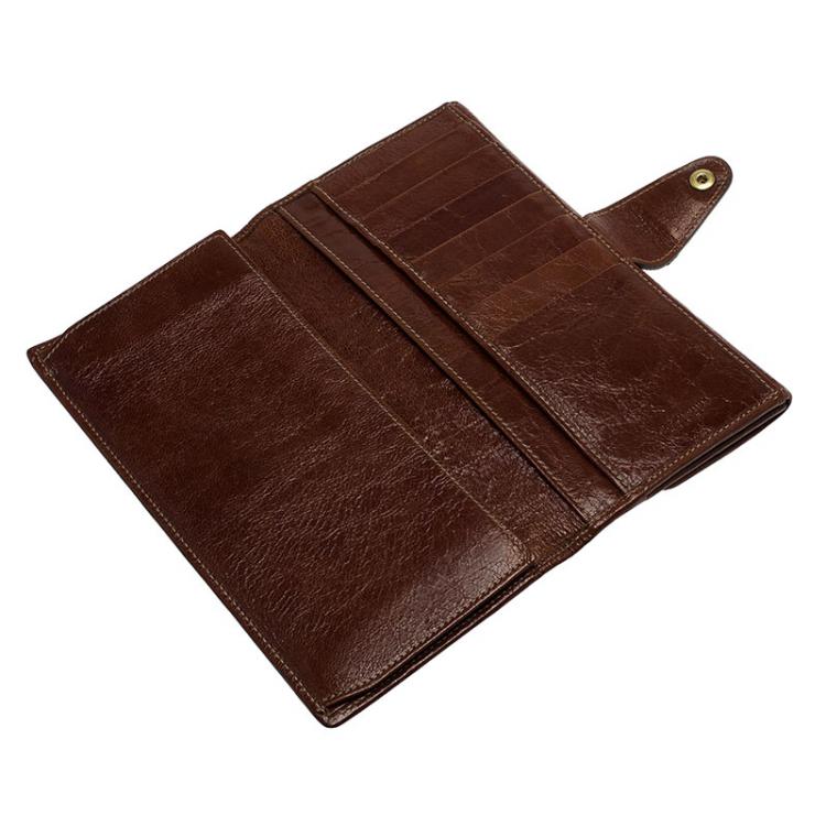 Pre Owned Dolce and Gabbana Brown Crackled Leather Trifold Long Wallet