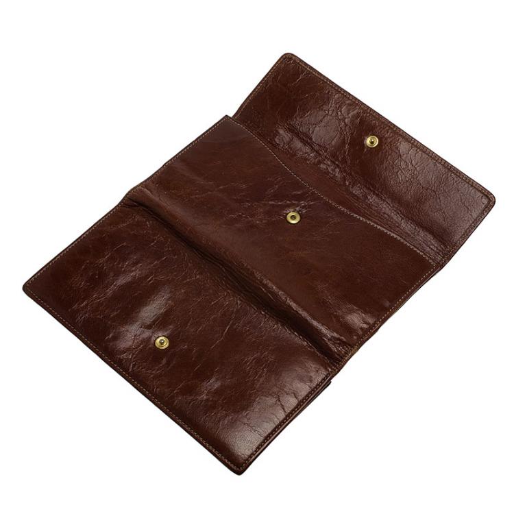 Pre Owned Dolce and Gabbana Brown Crackled Leather Trifold Long Wallet